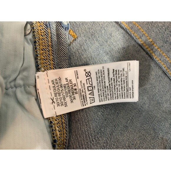 GAP Women’s Vintage Flare High Rise Unique Blue Wash Distress Jeans 30 / 10R - Picture 10 of 13